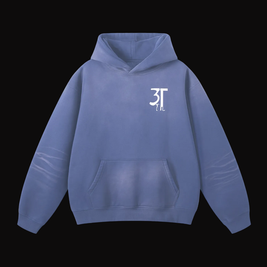 Monkey Washed Hoodie - Denim Blue