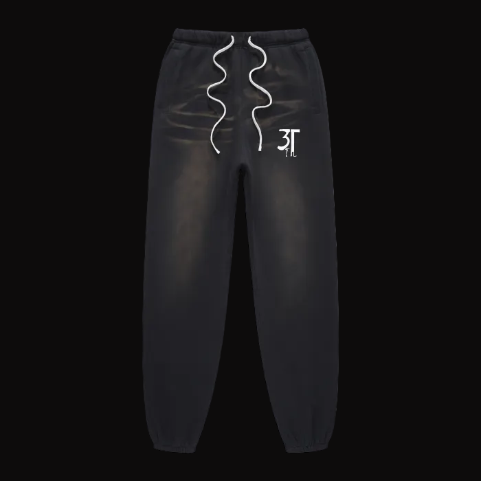 Monkey Washed Pants - Black (Bleached)
